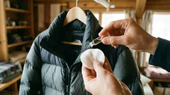 Deux gouttes sur un coton suffisent pour que votre doudoune soit comme neuve : plus besoin de la laver en machine.